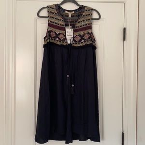 Zara embroidered sleeveless tie top